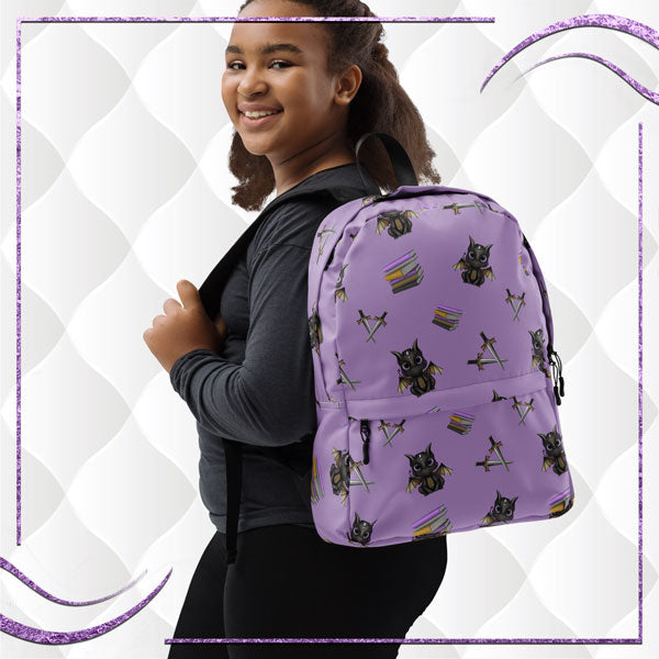 Book Dragon Patterned Backpack