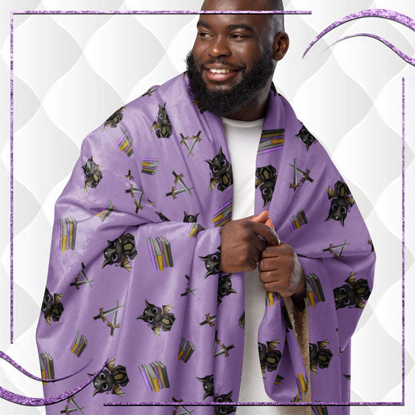 Book Dragon Patterned Sherpa Blanket