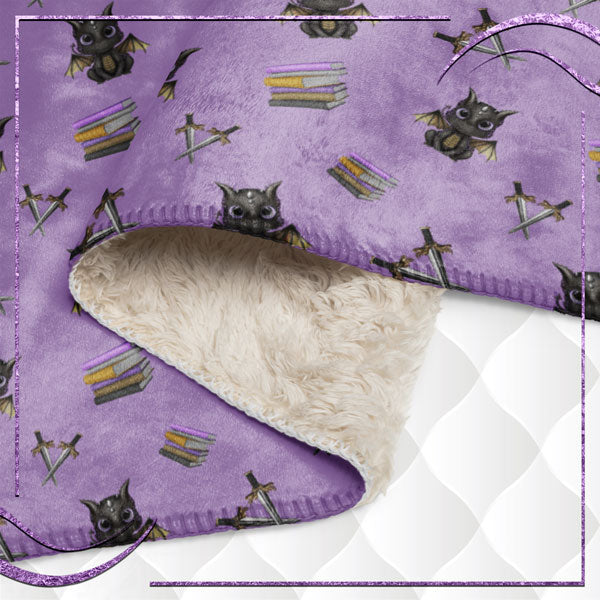 Book Dragon Patterned Sherpa Blanket