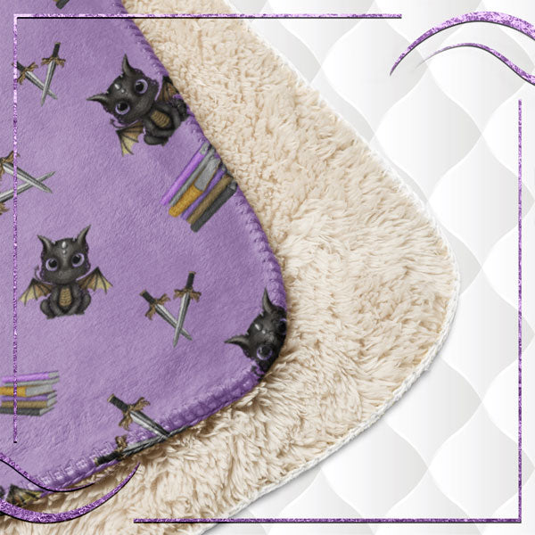 Book Dragon Patterned Sherpa Blanket