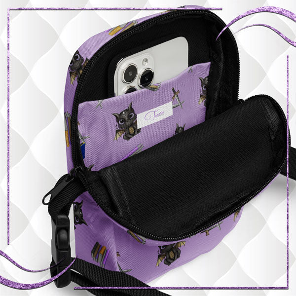 Book Dragon Patterned Utility Crossbody Bag