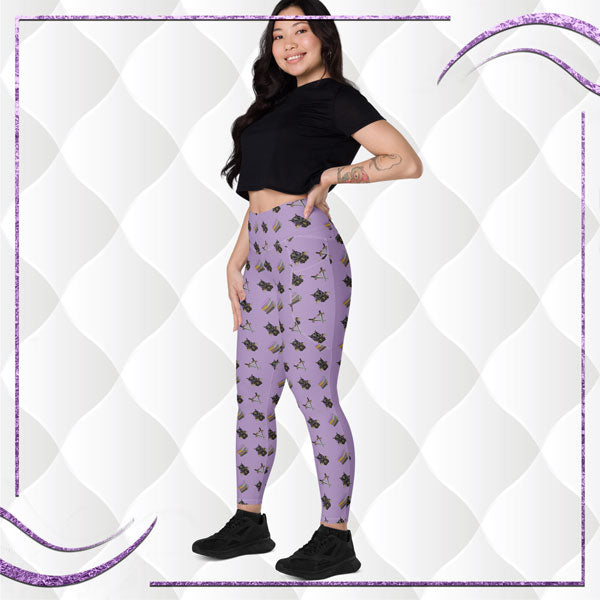 Book Dragon Patterned Leggings with Pockets