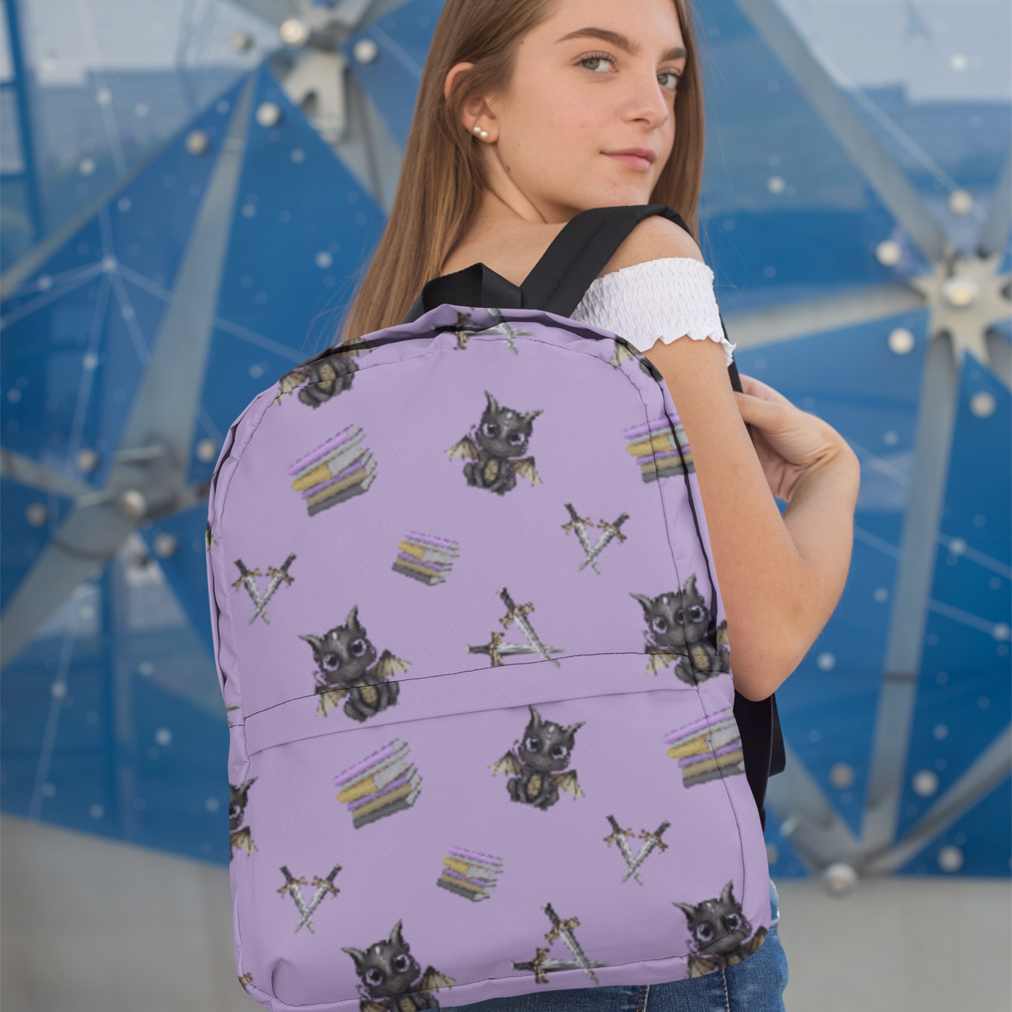 Book Dragon Patterned Backpack