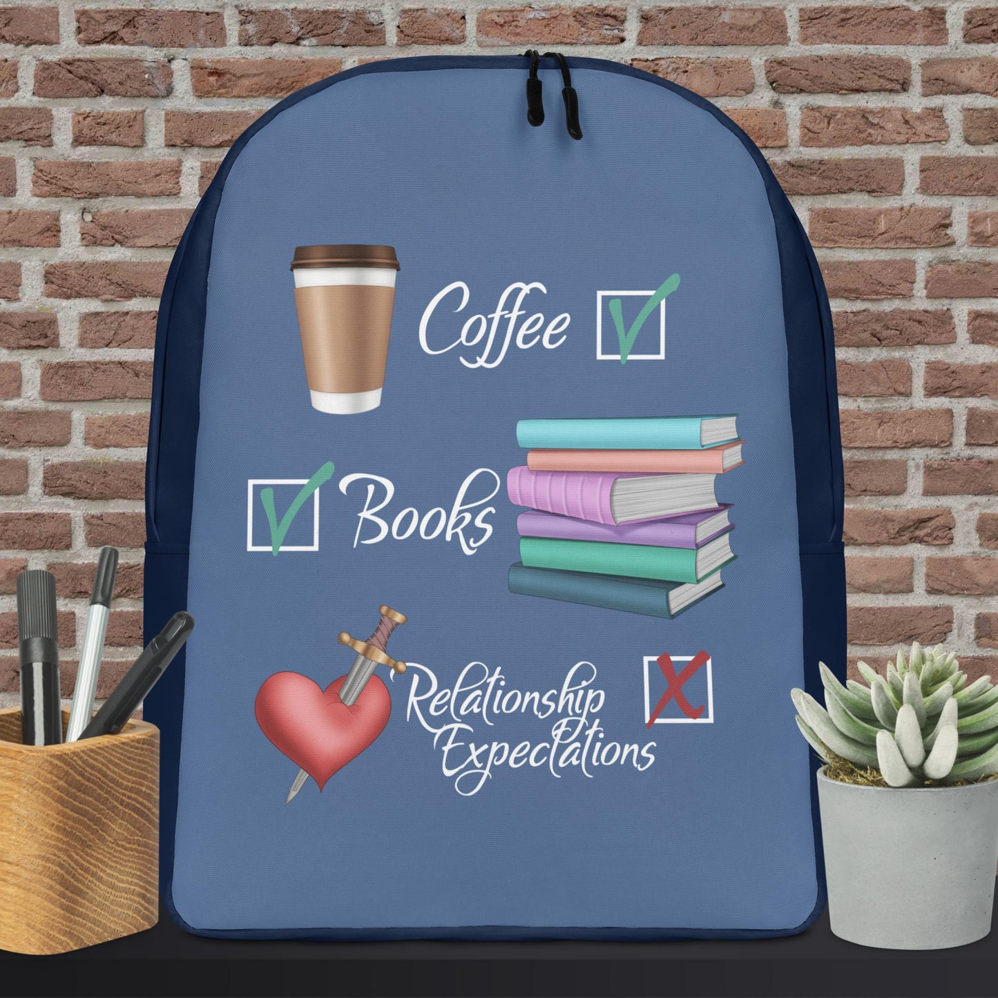 Coffee, Books, Relationship Expectations Backpack