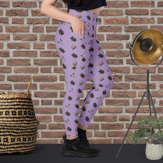 Book Dragon Patterned Leggings with Pockets