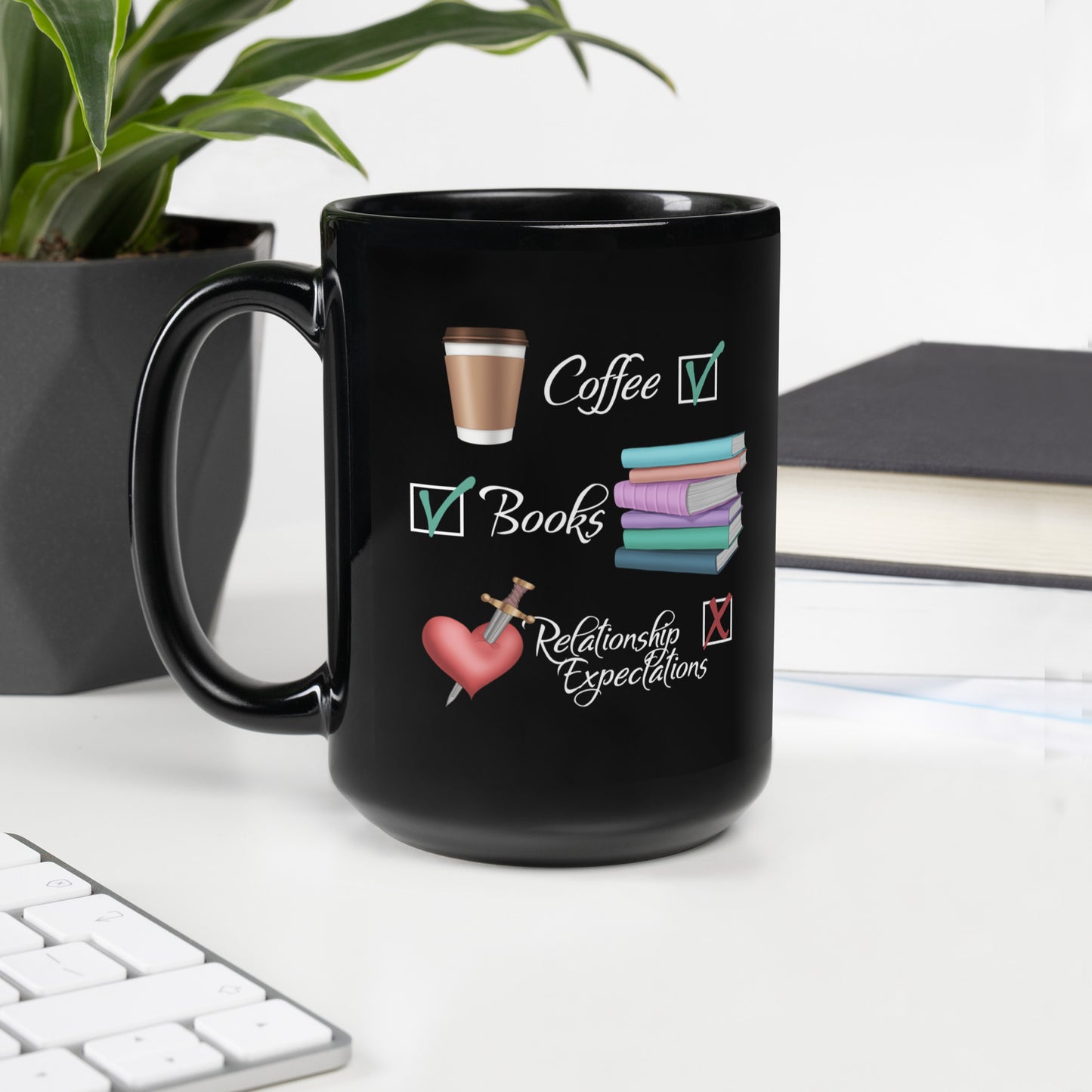 Coffee, Books, Relationship Expectations Mug