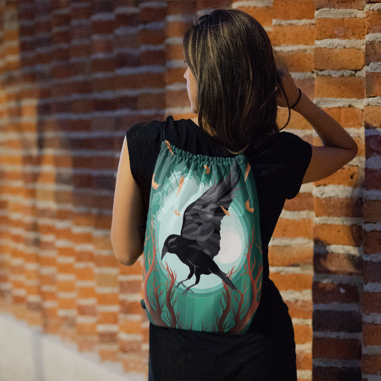 Raven Drawstring Bag