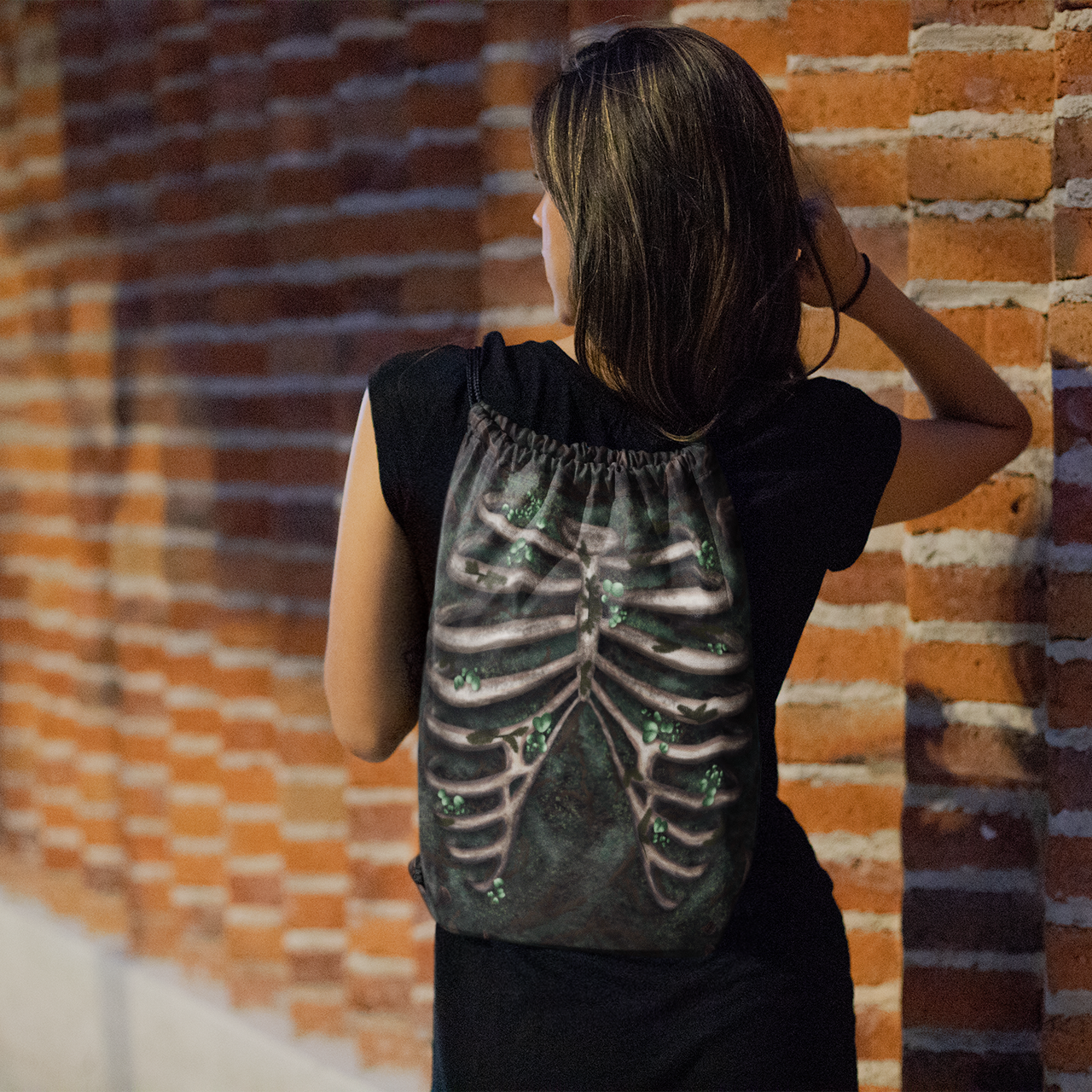 Rib Cage Drawstring bag