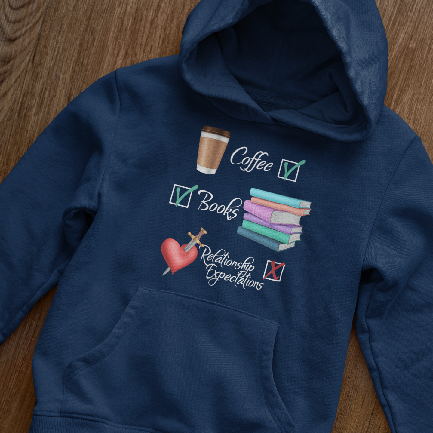 Coffee, Books, Relationship Expectations Unisex Hoodie