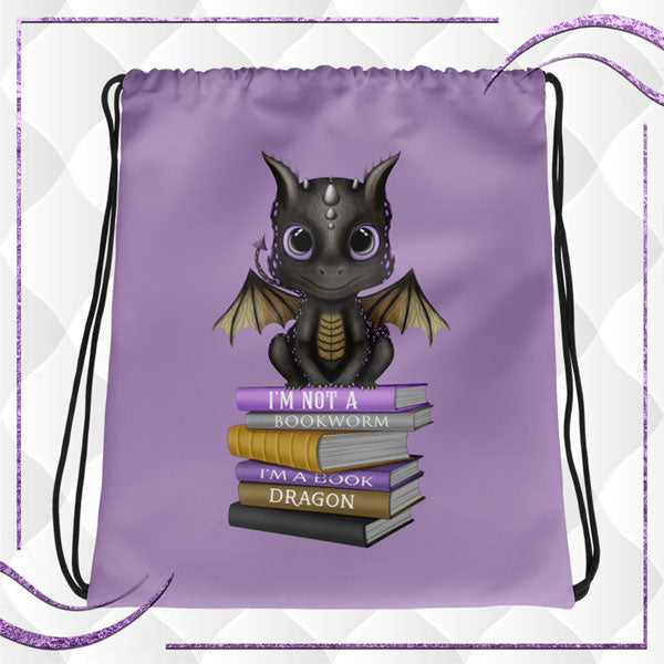 I'm A Book Dragon Drawstring Bag