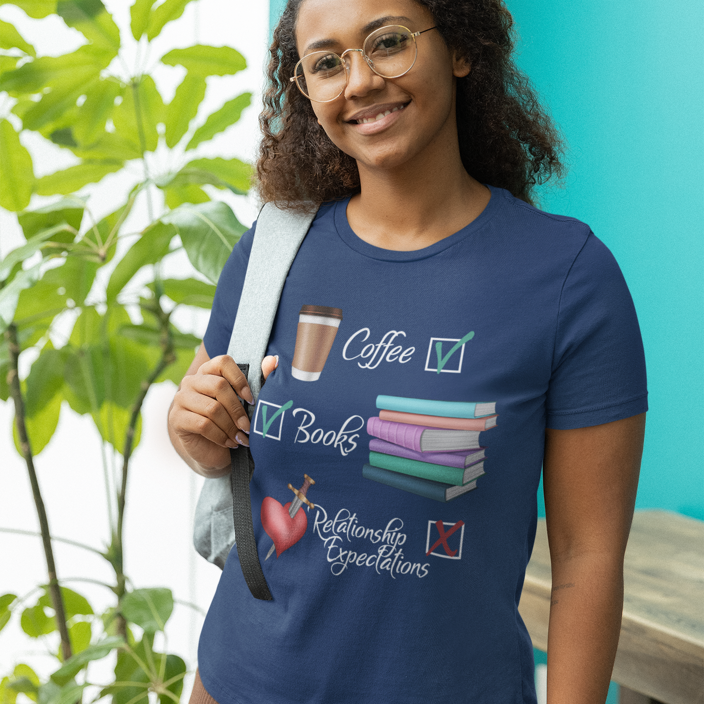 Coffee, Books, Relationship Expectations Unisex T-shirt