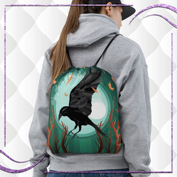 Raven Drawstring Bag