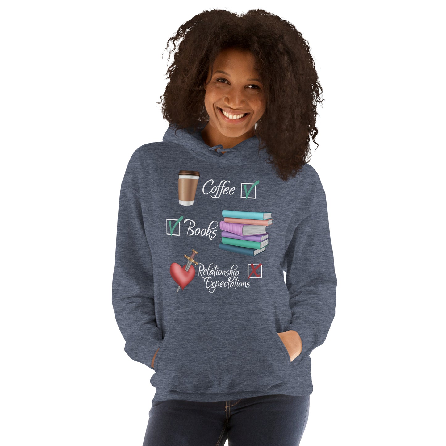 Coffee, Books, Relationship Expectations Unisex Hoodie