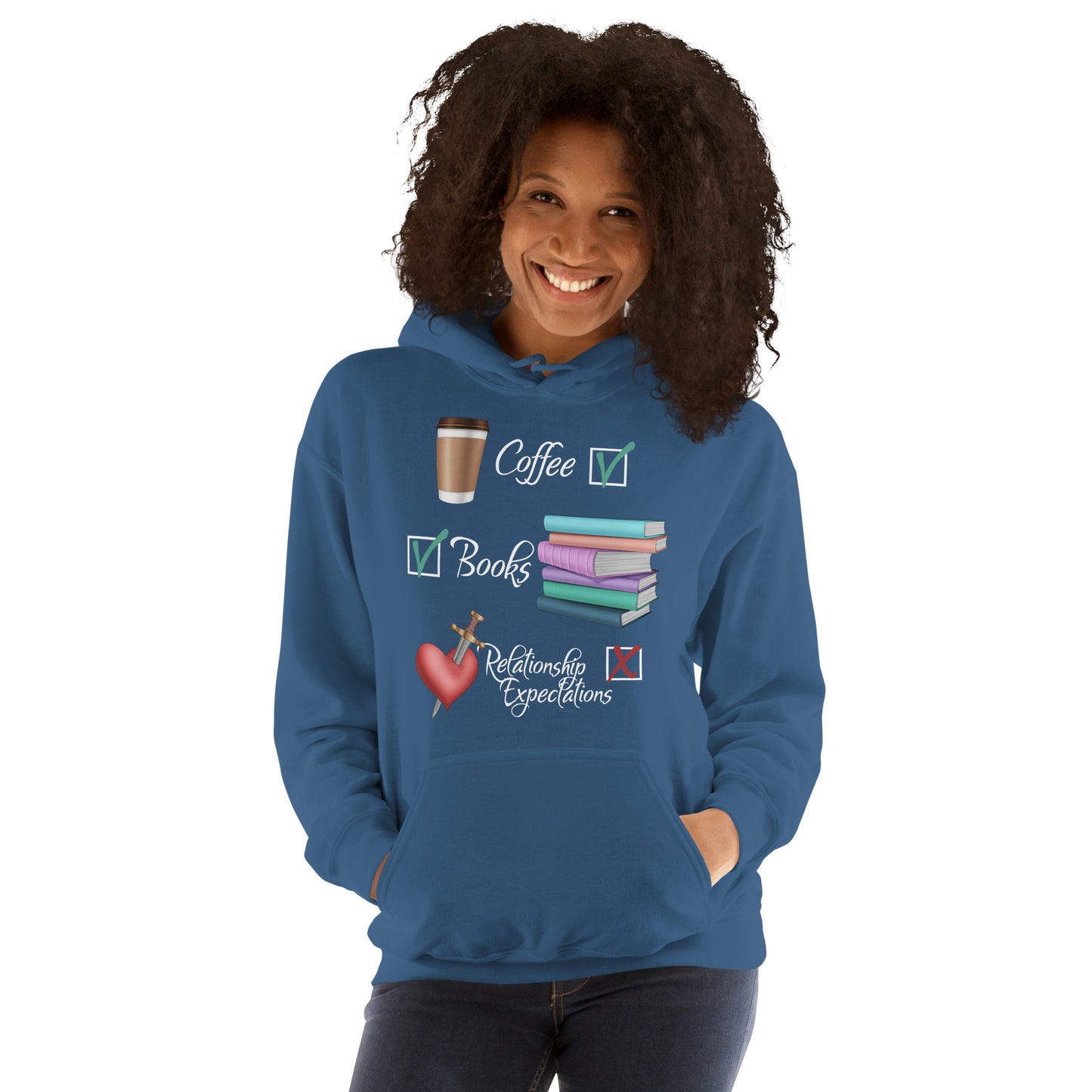 Coffee, Books, Relationship Expectations Unisex Hoodie